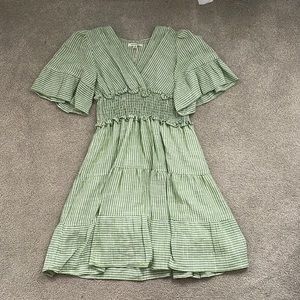 max studio green and white striped dress